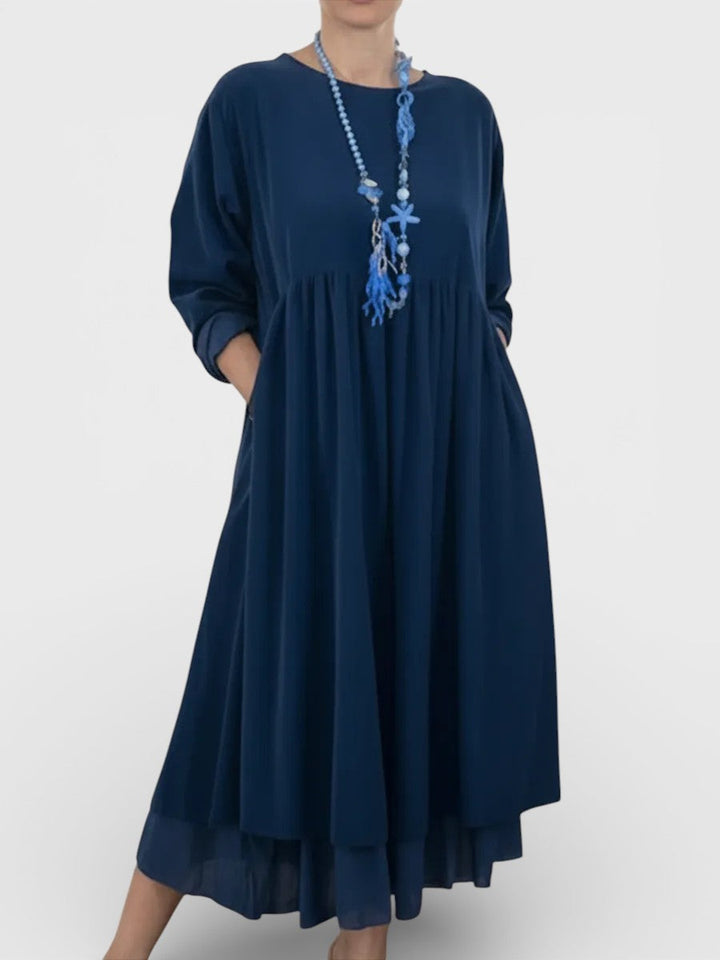 Isabel™ | Vestido midi fluido con doble bajo