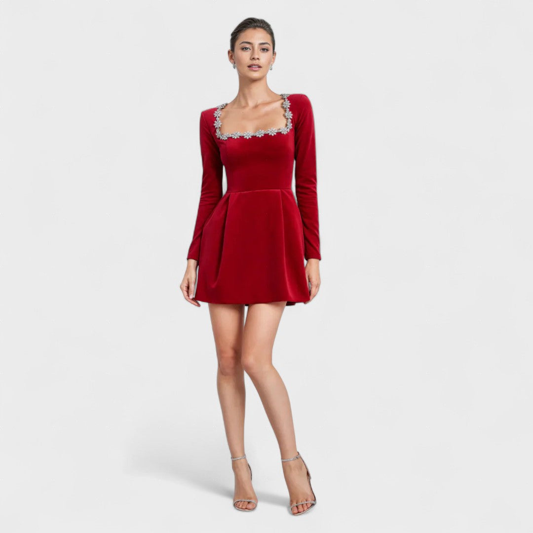 Valeria™ | Vestido corto de terciopelo elegante