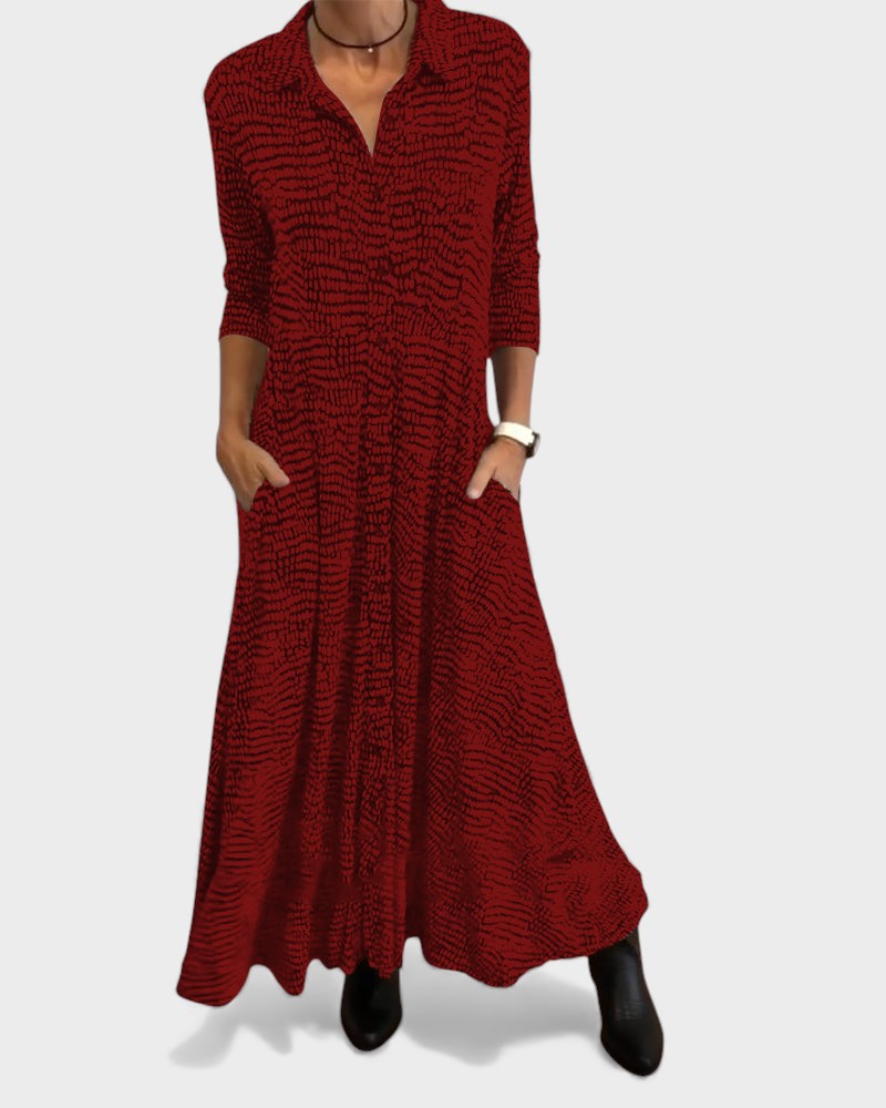 Julia™ | Vestido maxi de camisa fluido