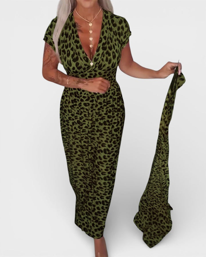 Elena™ | Vestido leopardo de escote en V