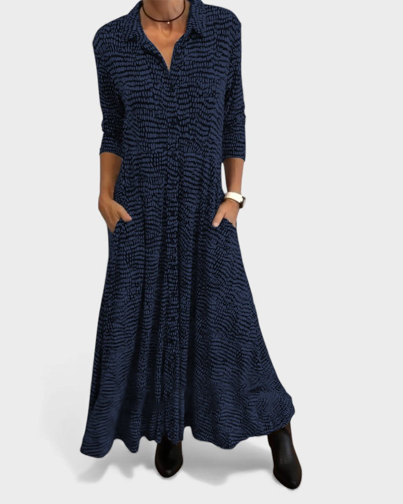 Julia™ | Vestido maxi de camisa fluido