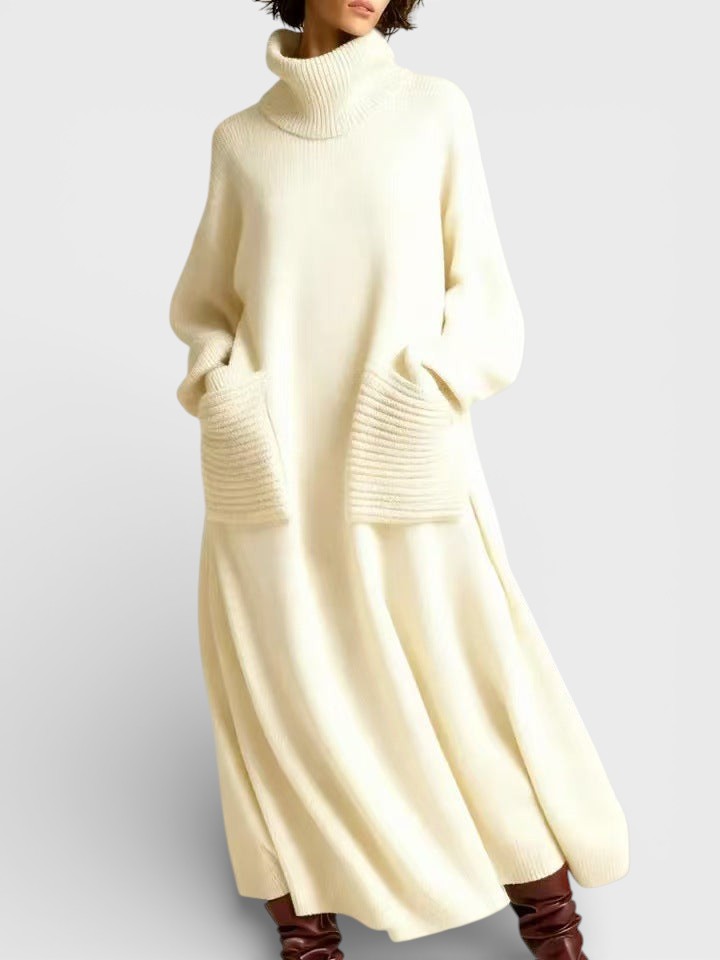 Elena™ | Vestido de punto de cuello alto