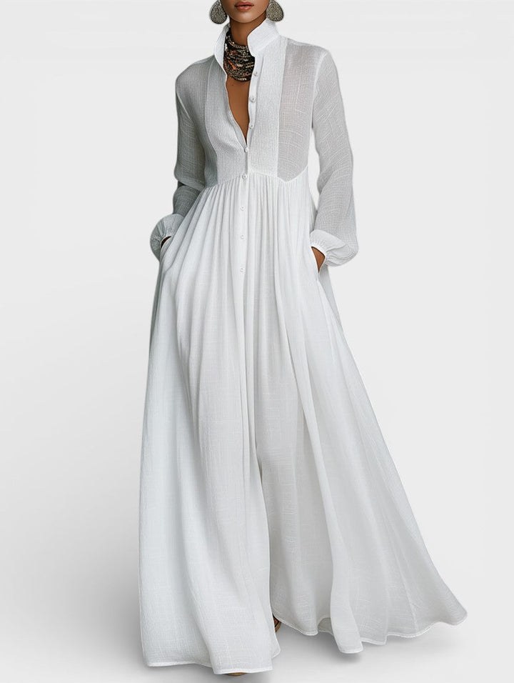 Victoria™ | Vestido largo blanco de lino