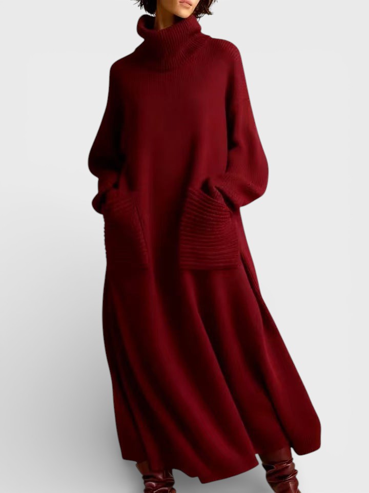 Elena™ | Vestido de punto de cuello alto