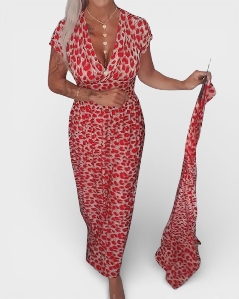 Elena™ | Vestido leopardo de escote en V