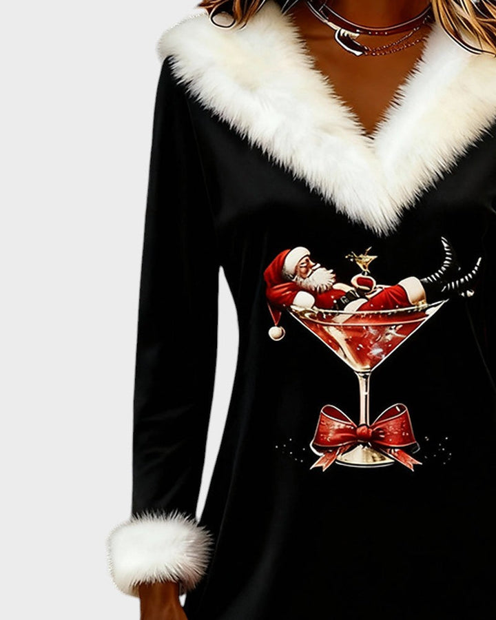 Eulalia™ | Vestido navideño con cuello de pelo
