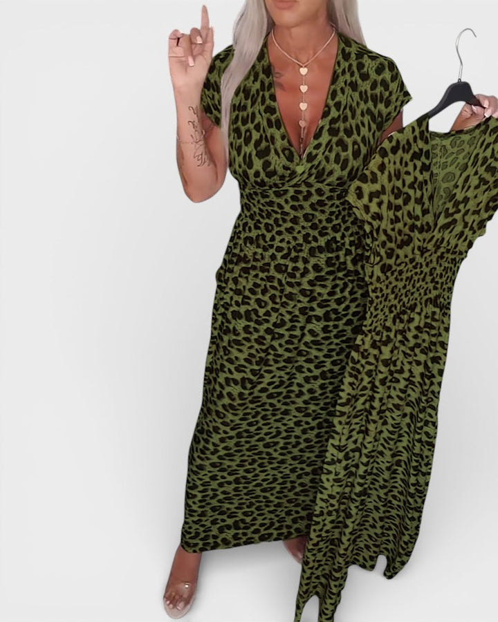 Elena™ | Vestido leopardo de escote en V