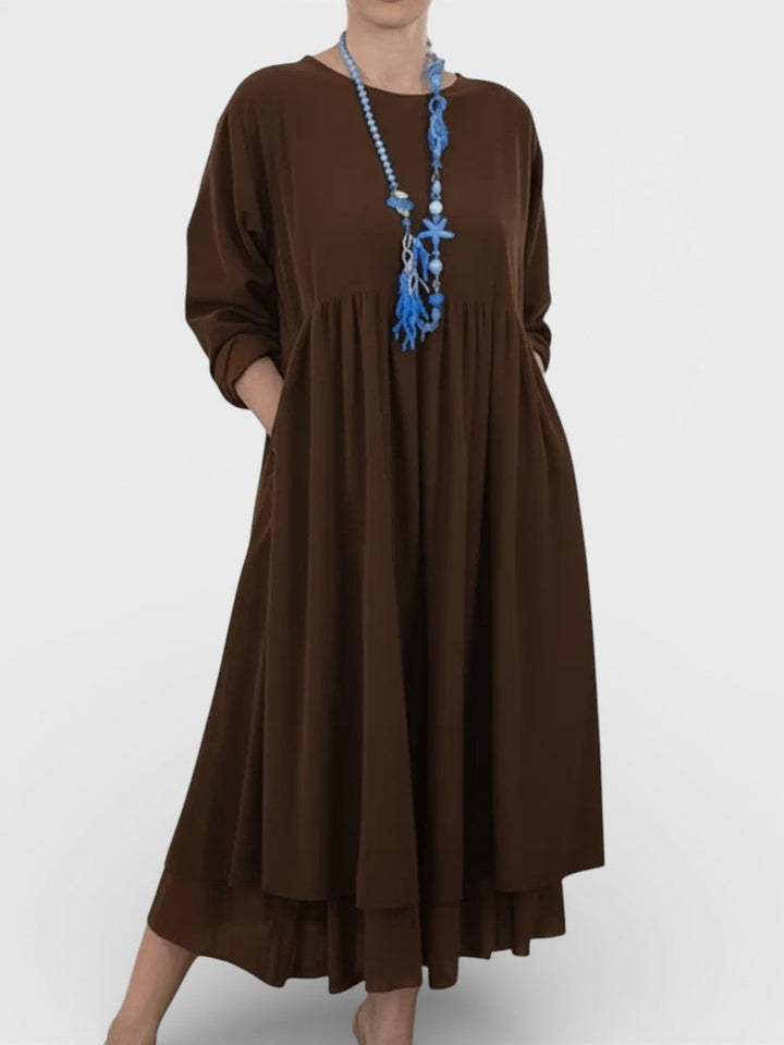 Isabel™ | Vestido midi fluido con doble bajo