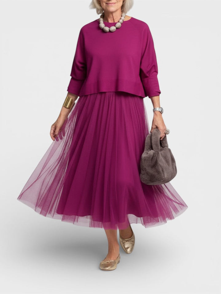 Claudia™ | Vestido de punto elegante con tul