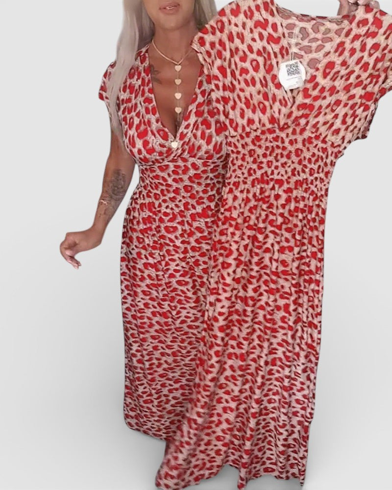 Elena™ | Vestido leopardo de escote en V