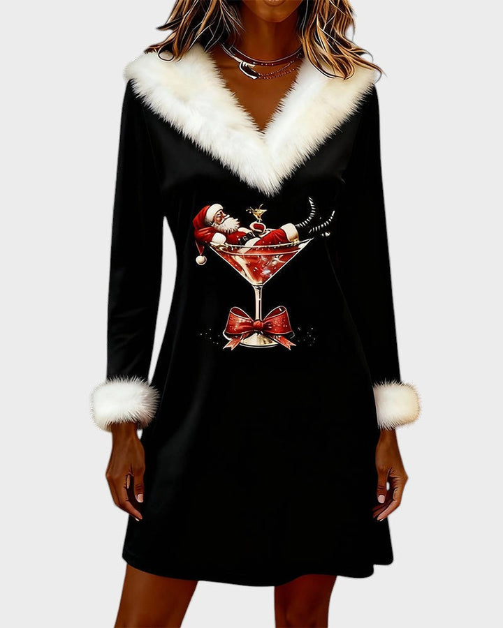 Eulalia™ | Vestido navideño con cuello de pelo