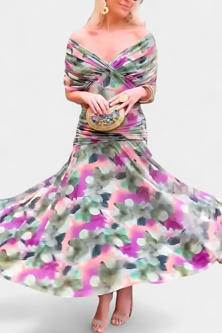 Magda™ | Vestido largo floral con escote en V