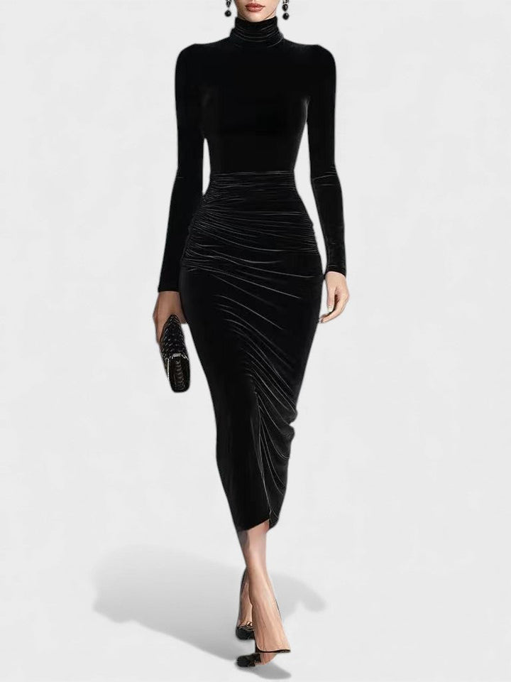Salma™ | Vestido ajustado de terciopelo negro