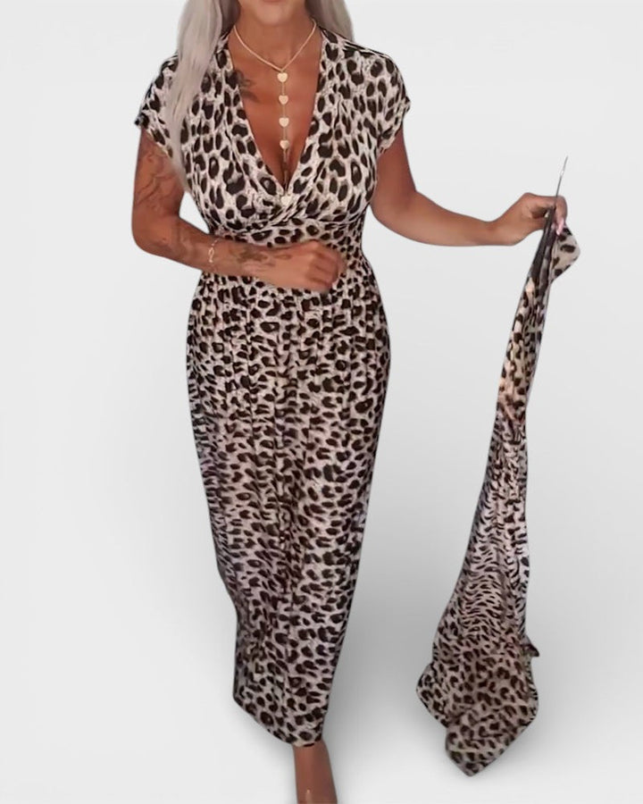 Elena™ | Vestido leopardo de escote en V