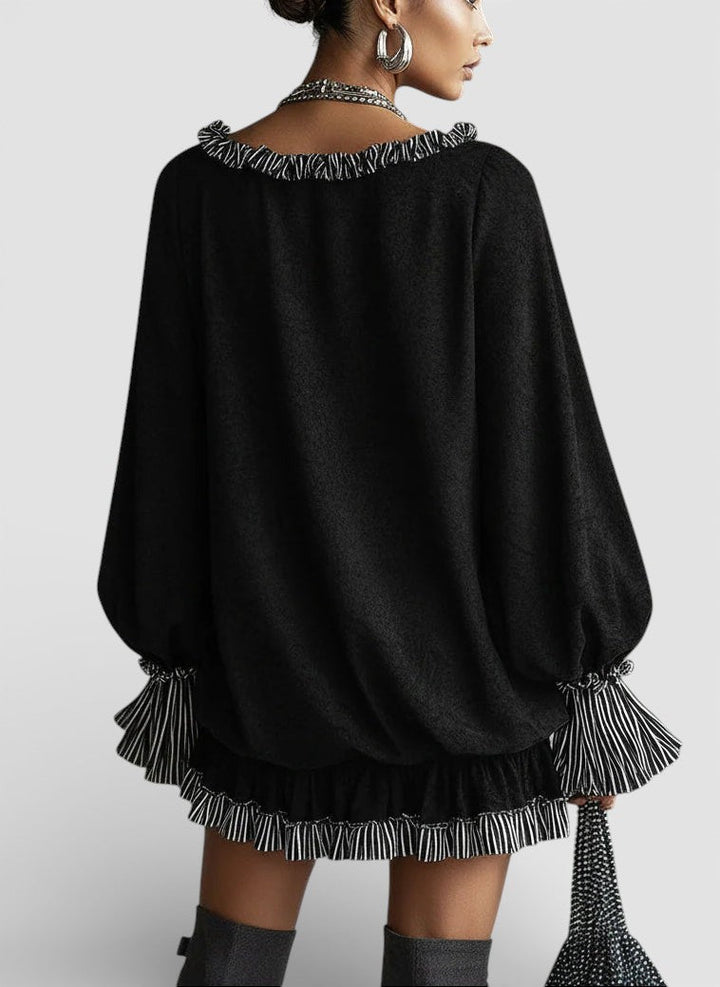 Aitana™ | Vestido mini negro de caída fluida