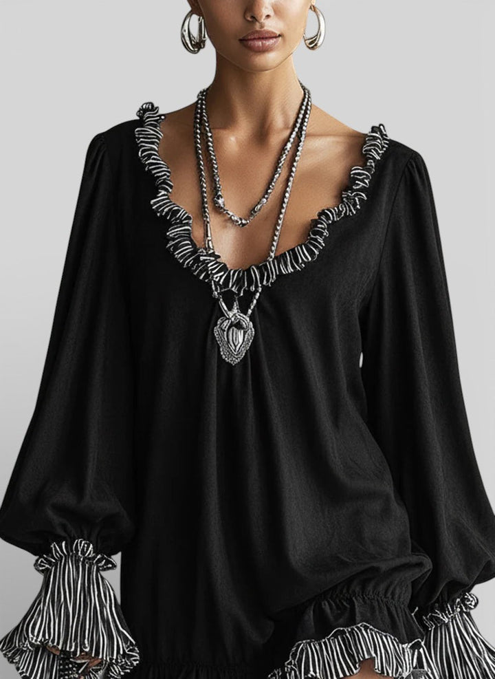 Aitana™ | Vestido mini negro de caída fluida