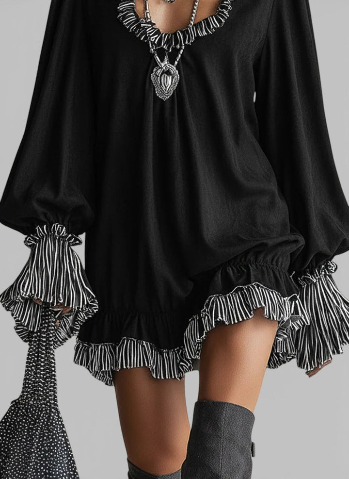 Aitana™ | Vestido mini negro de caída fluida