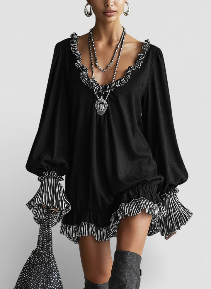 Aitana™ | Vestido mini negro de caída fluida