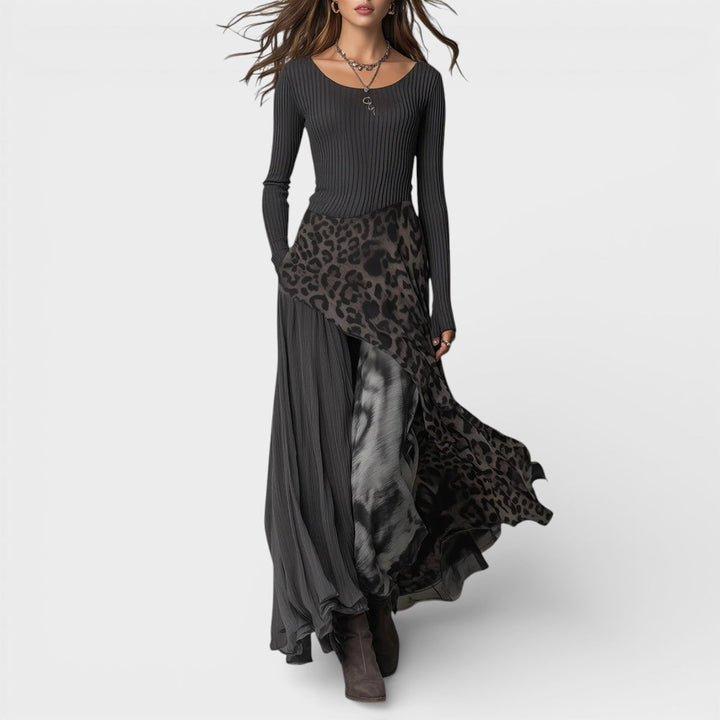Carmen™ | Vestido maxi con estampado leopardo