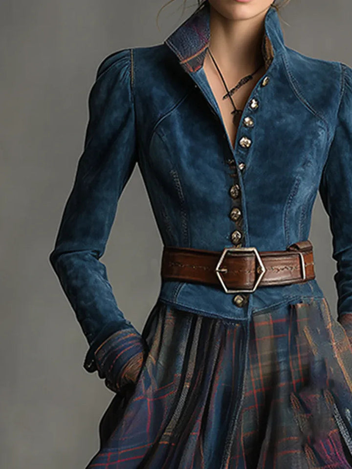 EDURNE | Vestido maxi en ante azul