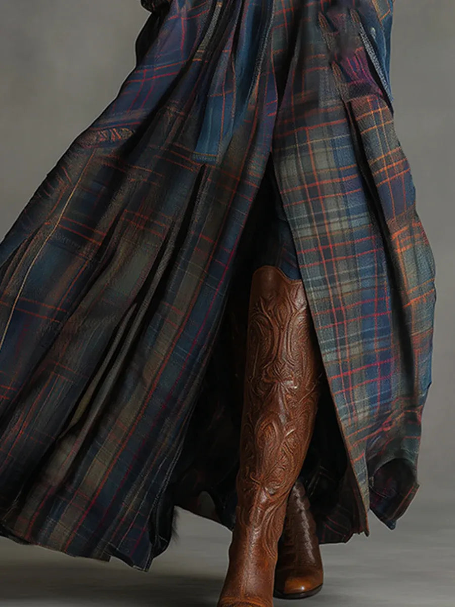 EDURNE | Vestido maxi en ante azul