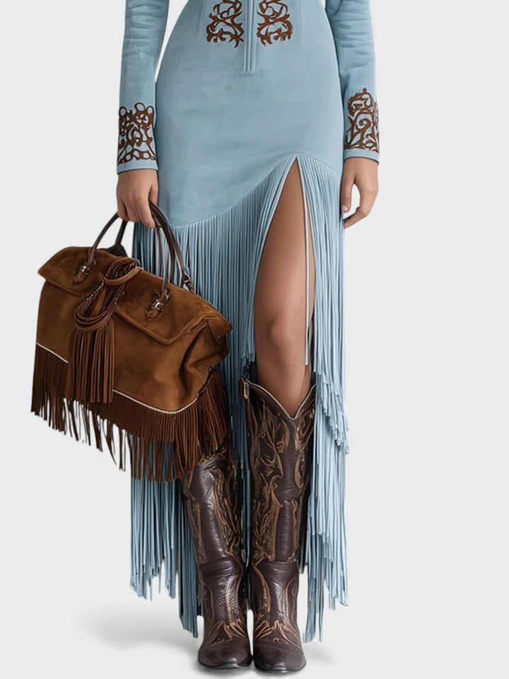 Olivia™ | Vestido largo con media cremallera bordado