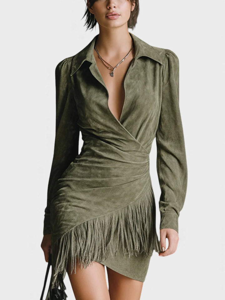 María™ | Vestido verde oliva con diseño minimalista