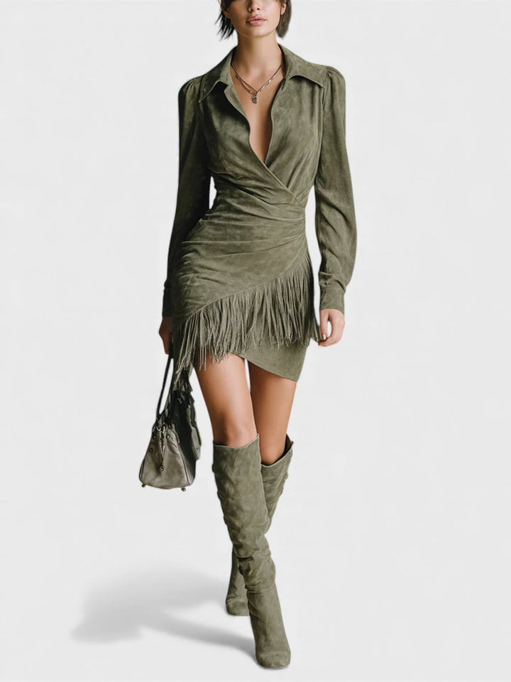 María™ | Vestido verde oliva con diseño minimalista