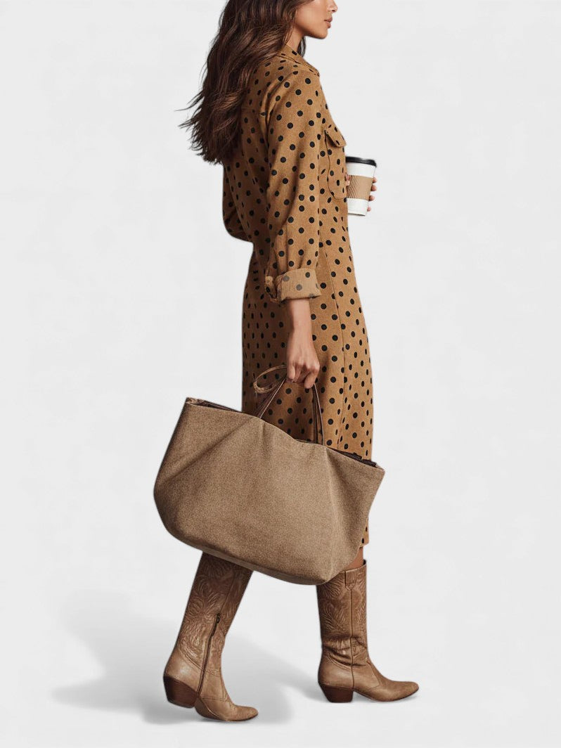 Irene™ | Vestido midi camisero de ante elegante