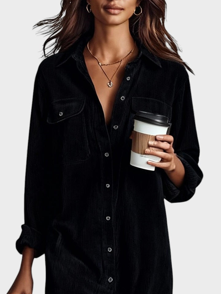 Vera™ | Vestido midi de botones y cuello clásico