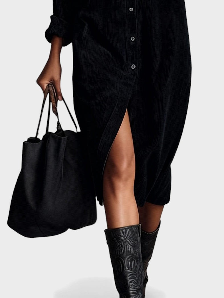 Vera™ | Vestido midi de botones y cuello clásico