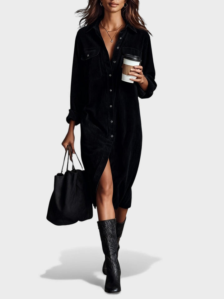 Vera™ | Vestido midi de botones y cuello clásico