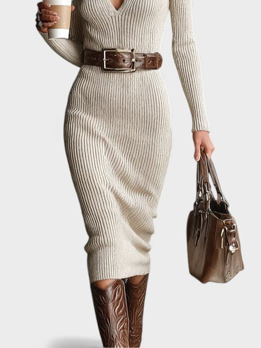 Rebeca™ | Vestido de punto con cuello medio alto