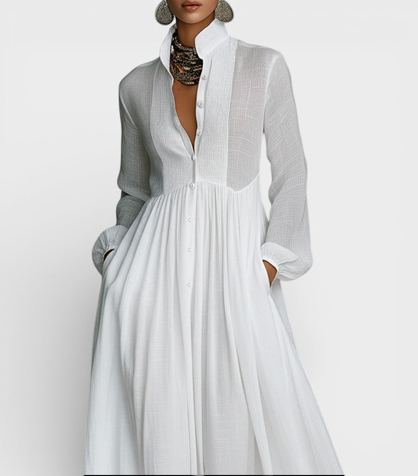 Amaia™ | Vestido maxi de algodón y lino