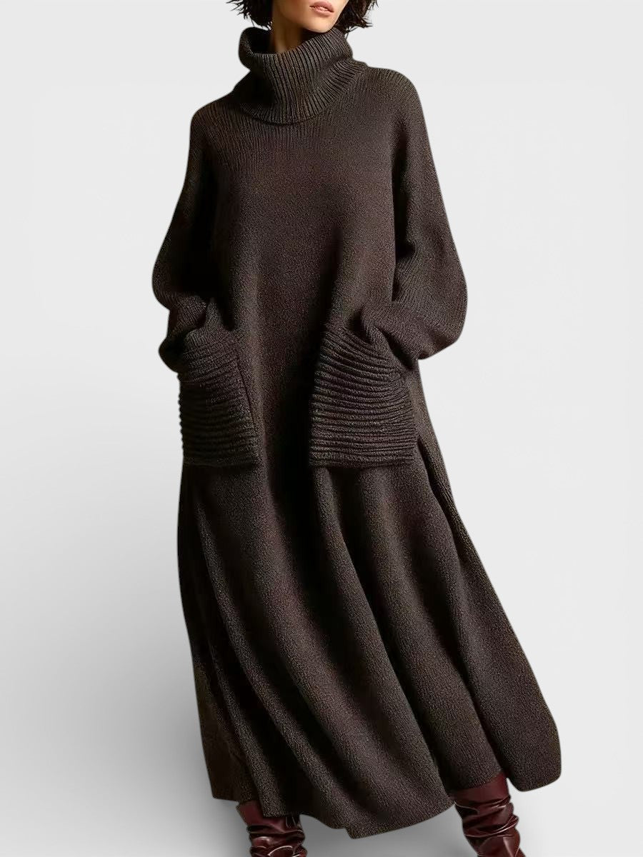 Elena™ | Vestido de punto de cuello alto