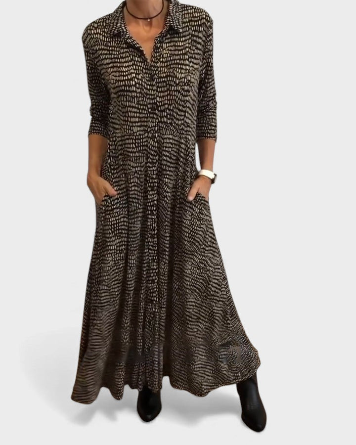 Julia™ | Vestido maxi de camisa fluido