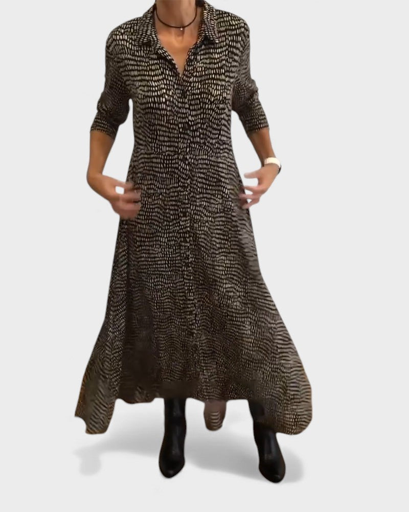 Julia™ | Vestido maxi de camisa fluido