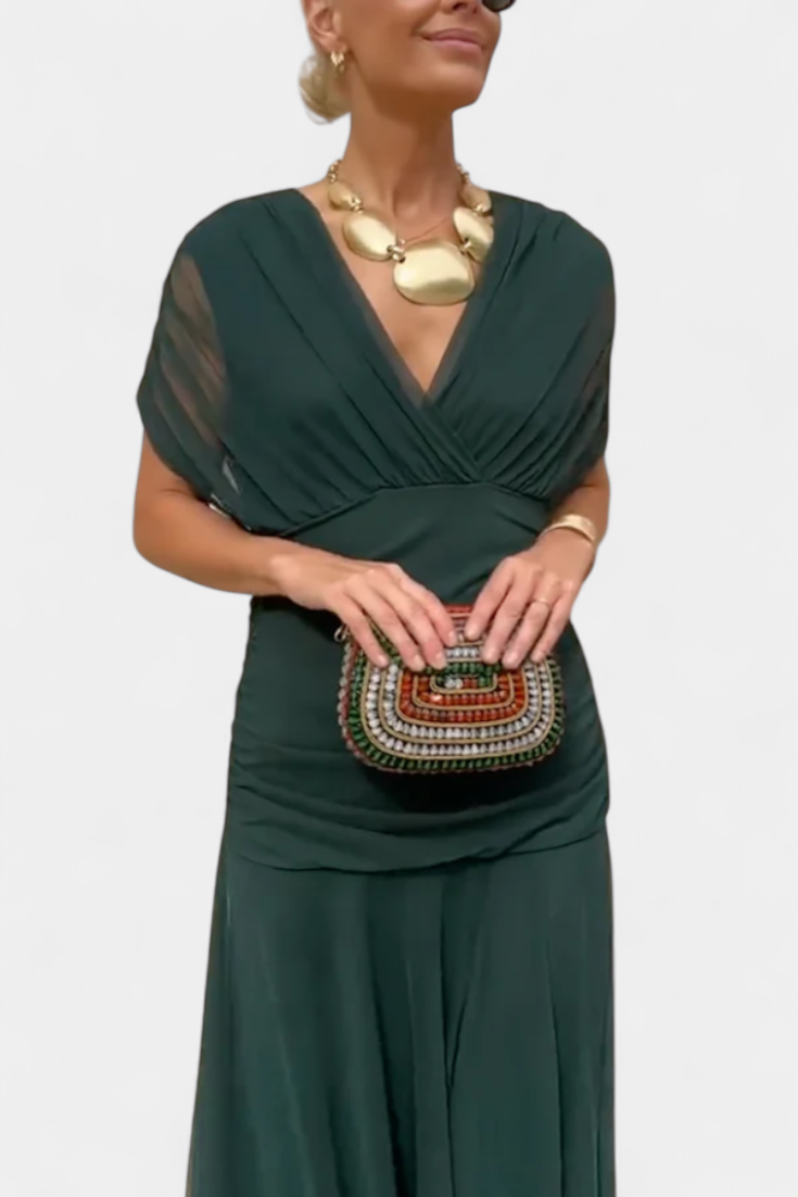 Magda™ | Vestido largo floral con escote en V