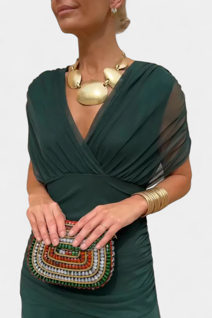 Magda™ | Vestido largo floral con escote en V