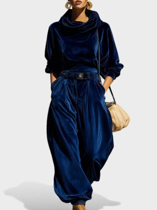 Carla™ | Conjunto de terciopelo con pantalones amplios