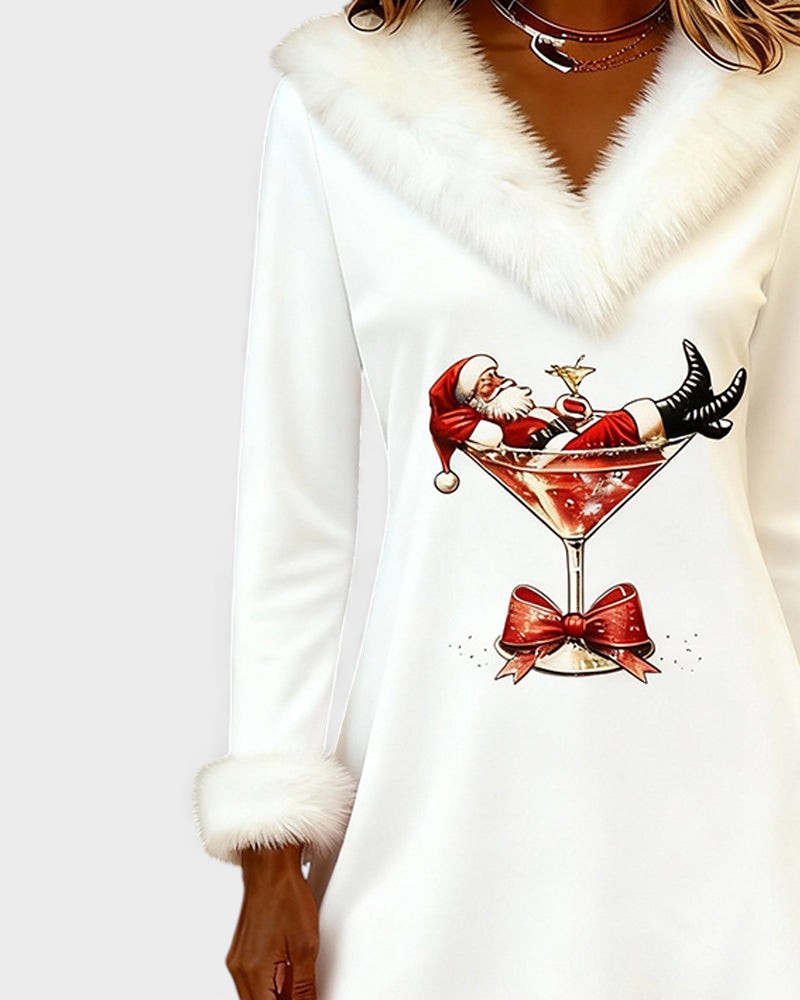 Eulalia™ | Vestido navideño con cuello de pelo