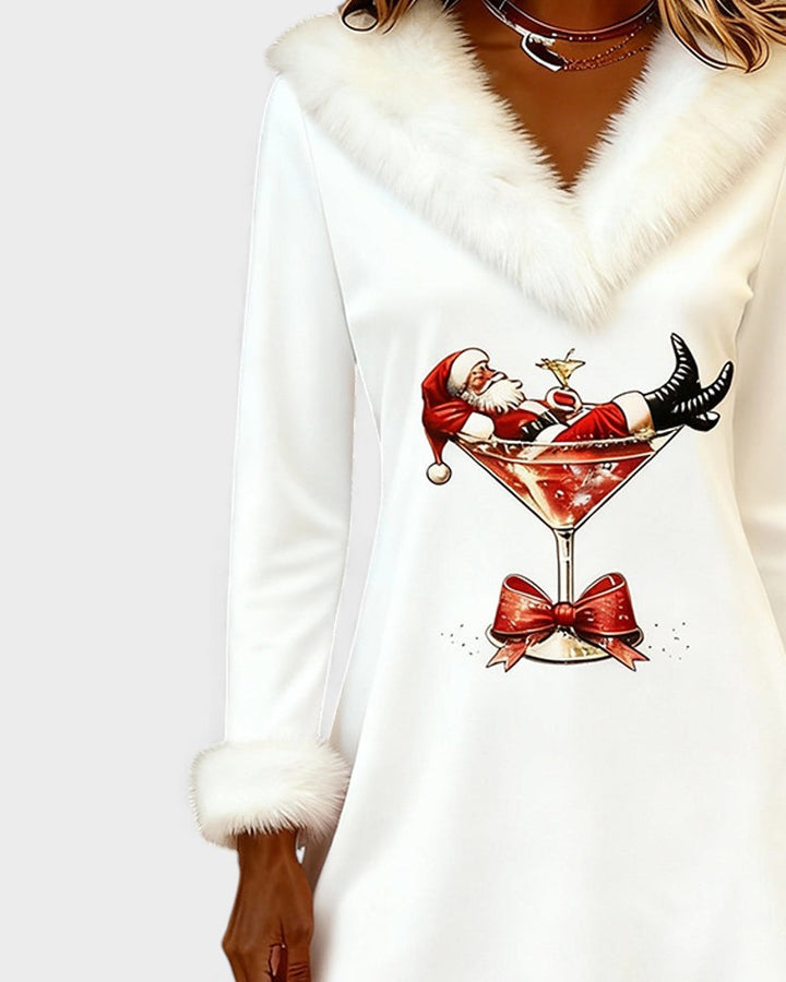 Eulalia™ | Vestido navideño con cuello de pelo